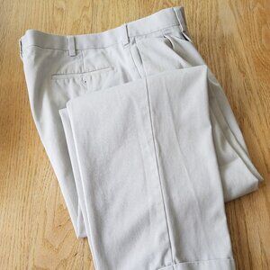 Savane Beige Pants Mens 36 x 32 Cuffs Pockets Career Pleated